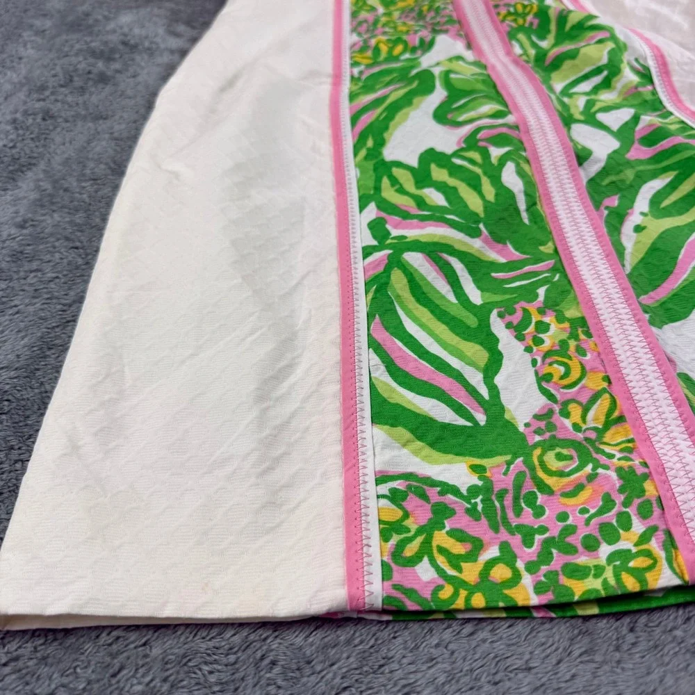 Lilly Pulitzer Angela Dress Seeing Pink Elephants White Pique Strapless Size 2 - Picture 3 of 13